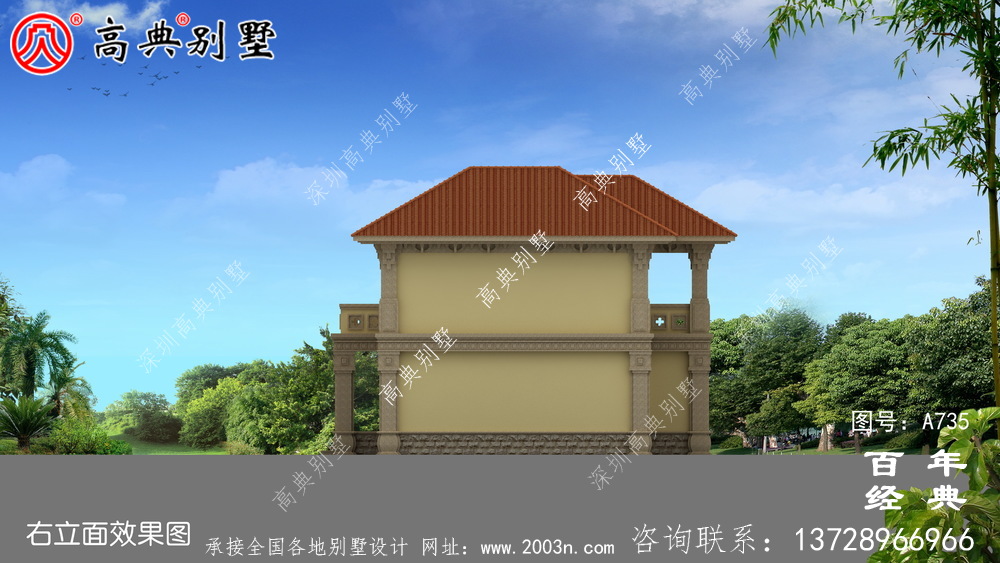 歐式二層帶陽臺車庫別墅設計效果圖_歐式二層別墅設計圖