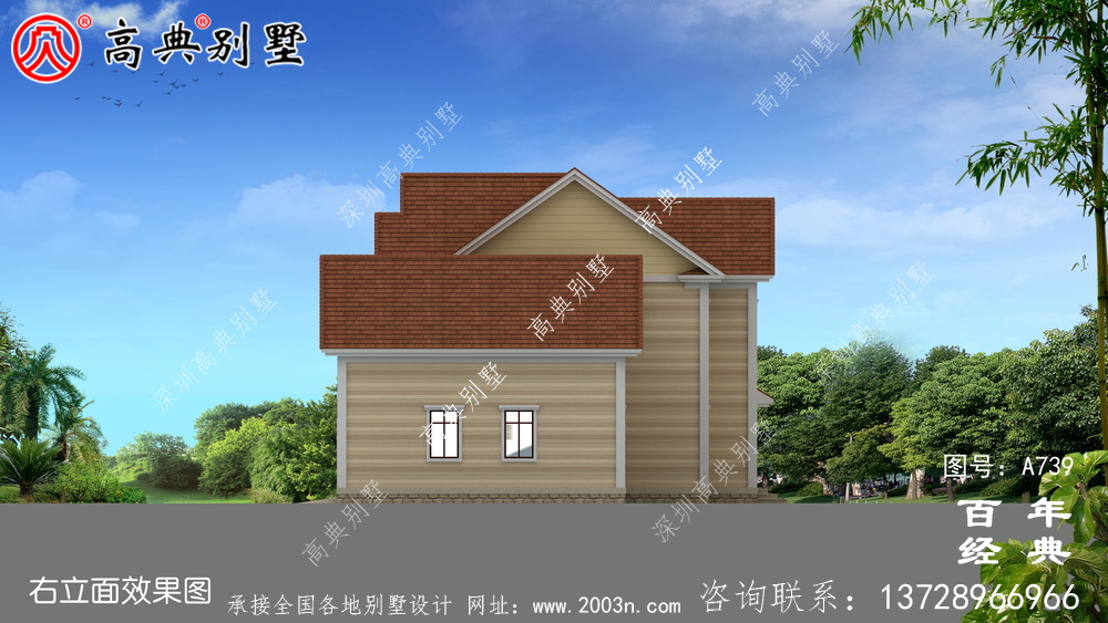 美式二層別墅設計施工圖與效果圖_二層住宅設計圖