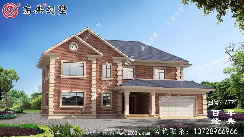 歐式二層車庫別墅設(shè)計(jì)圖與效果圖_別墅設(shè)計(jì)圖