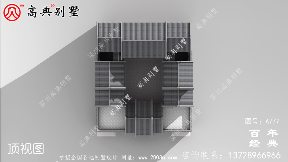 中式仿古豪華四層別墅外觀設計圖紙_農(nóng)村四層別墅設計效果圖