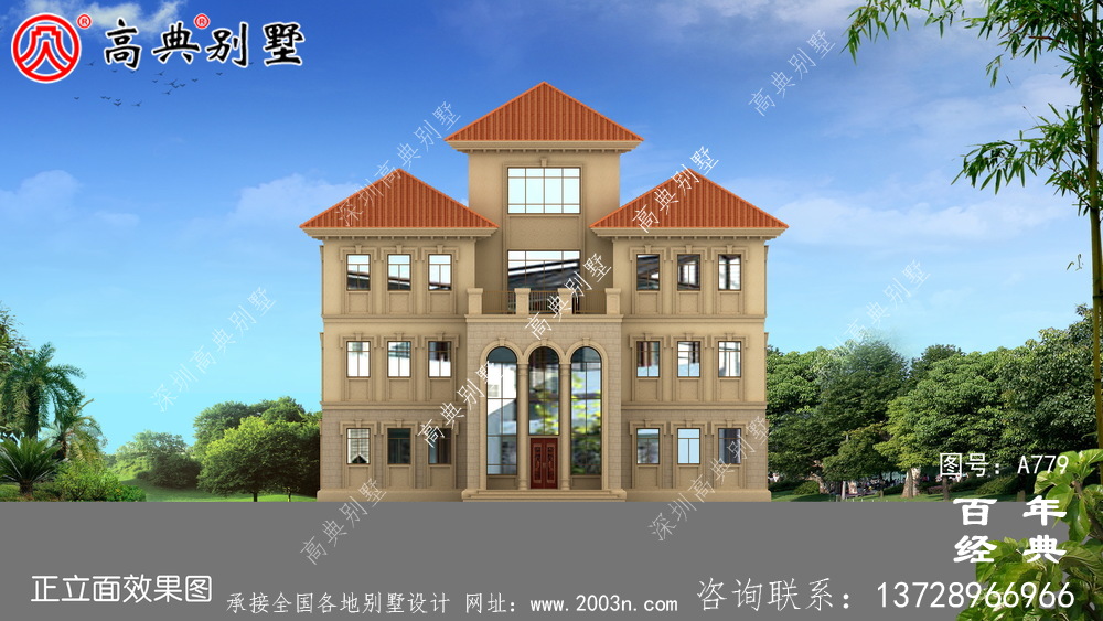 歐式四層復式別墅設計圖紙_四層房屋設計效果圖
