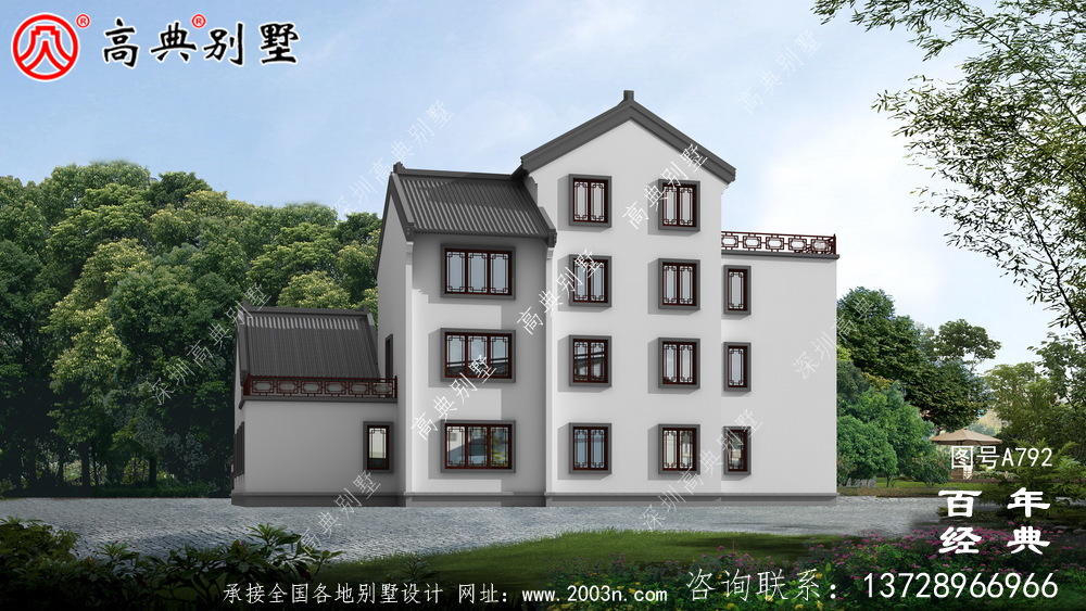 現(xiàn)代新中式四層簡(jiǎn)易別墅設(shè)計(jì)圖紙及設(shè)計(jì)效果圖_鄉(xiāng)村四層別墅設(shè)計(jì)圖