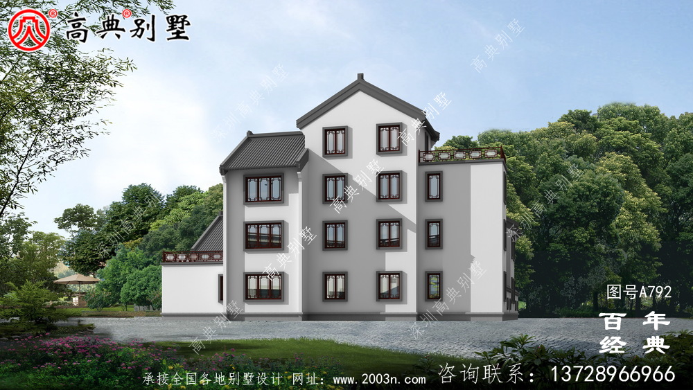 現(xiàn)代新中式四層簡(jiǎn)易別墅設(shè)計(jì)圖紙及設(shè)計(jì)效果圖_鄉(xiāng)村四層別墅設(shè)計(jì)圖