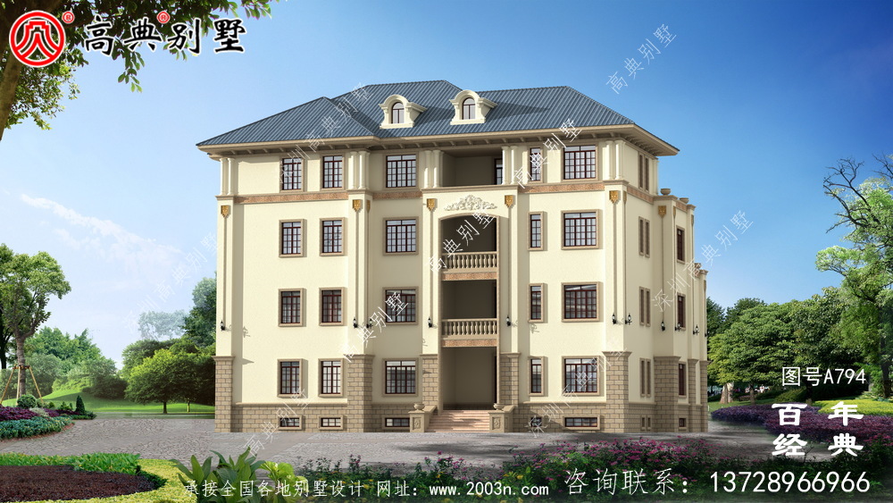歐式四層帶車庫(kù)豪華別墅工程圖紙_四層歐式別墅設(shè)計(jì)效果圖