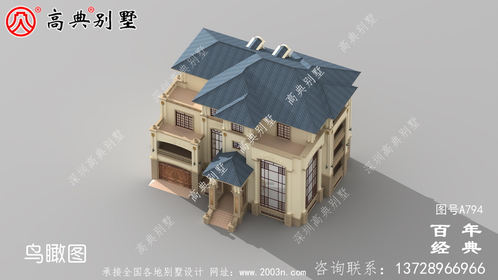 歐式四層帶車庫(kù)豪華別墅工程圖紙_四層歐式別墅設(shè)計(jì)效果圖