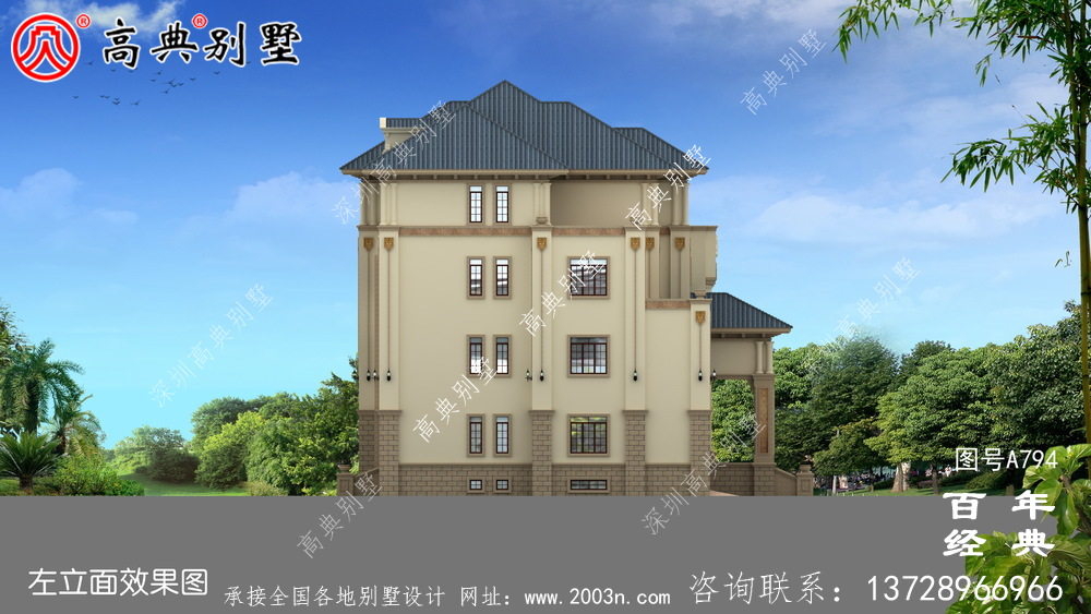 歐式四層帶車庫(kù)豪華別墅工程圖紙_四層歐式別墅設(shè)計(jì)效果圖