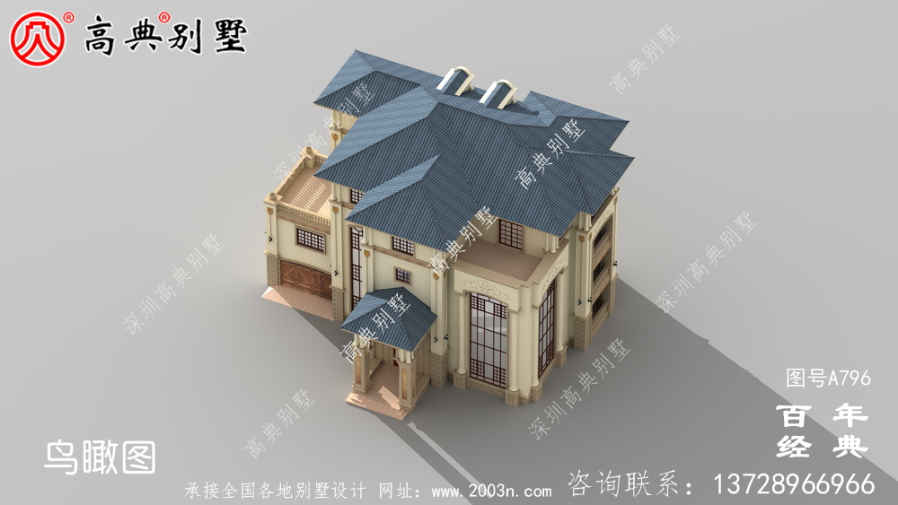 歐式四層帶車庫露臺大氣別墅設計圖紙_四層歐式別墅設計效果圖