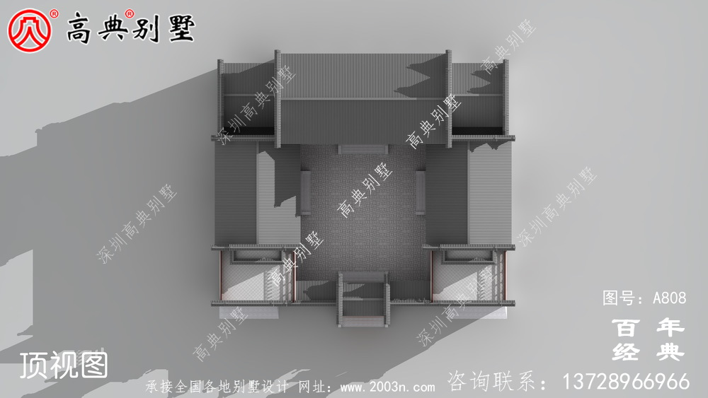 二層新中式房屋設計圖紙及設計效果圖_徽派房子設計圖紙