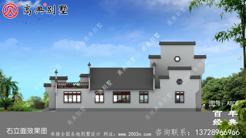 二層新中式房屋設計圖紙及設計效果圖_徽派房子設計圖紙