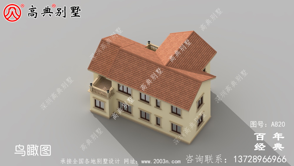 歐式建設二層帶陽臺小別墅設計圖紙_鄉村二層房屋設計圖