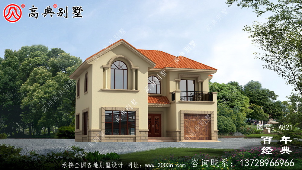 二層帶車庫的歐式別墅設計圖_二層自建建筑設計圖