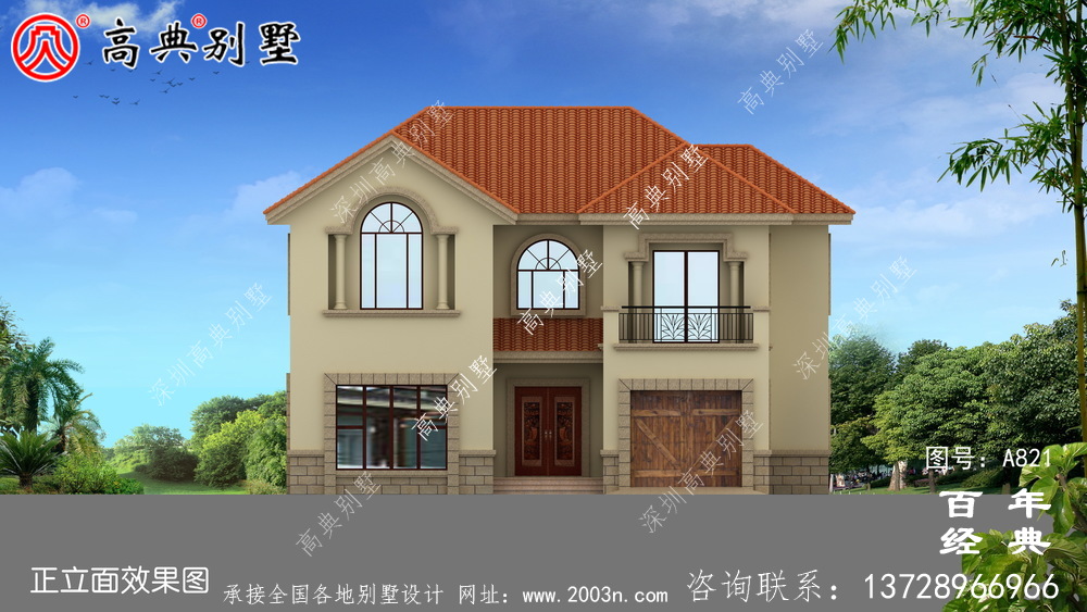 二層帶車庫的歐式別墅設計圖_二層自建建筑設計圖