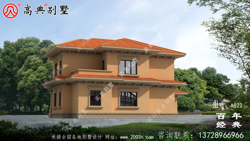 歐式兩層經濟適用房設計圖紙_歐式兩層別墅設計效果圖