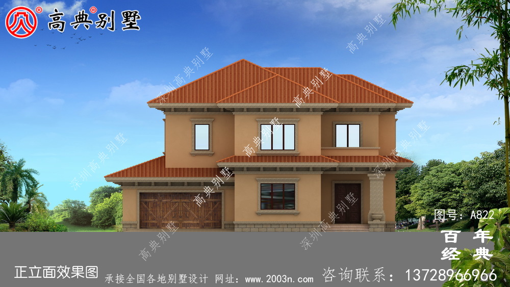 歐式兩層經濟適用房設計圖紙_歐式兩層別墅設計效果圖