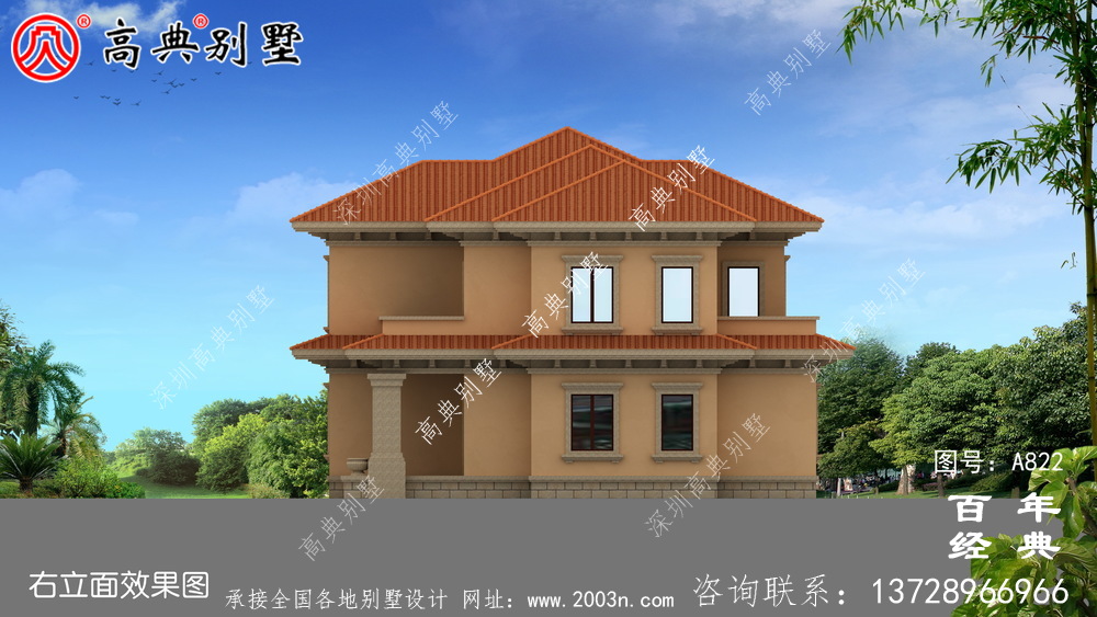 歐式兩層經濟適用房設計圖紙_歐式兩層別墅設計效果圖