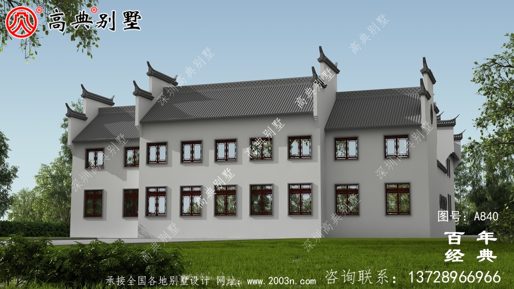二樓中式四合院圖紙施工圖與效果圖_中式四合院設計圖