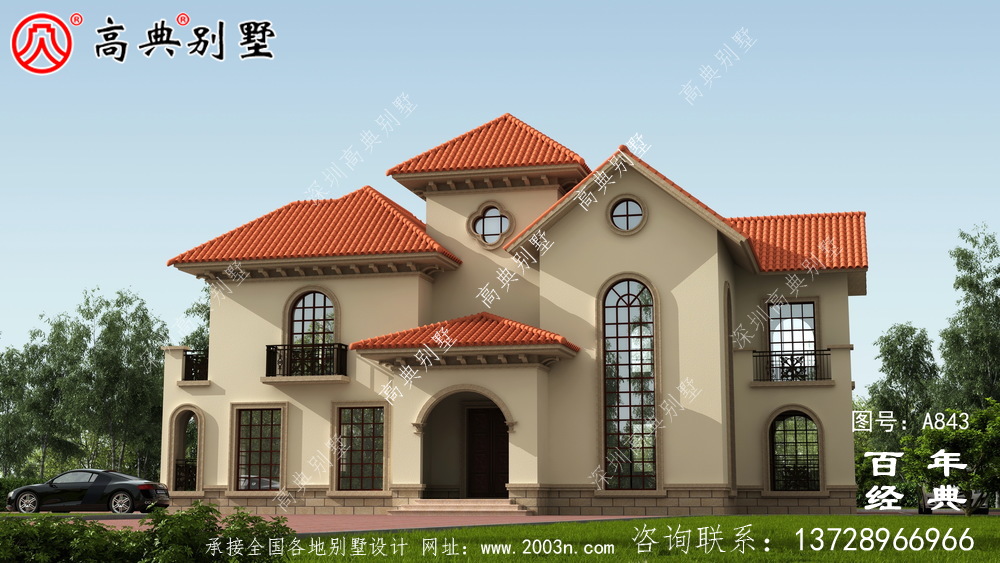 歐式兩層高檔大氣別墅設計外觀圖_農村兩層自建住宅設計圖