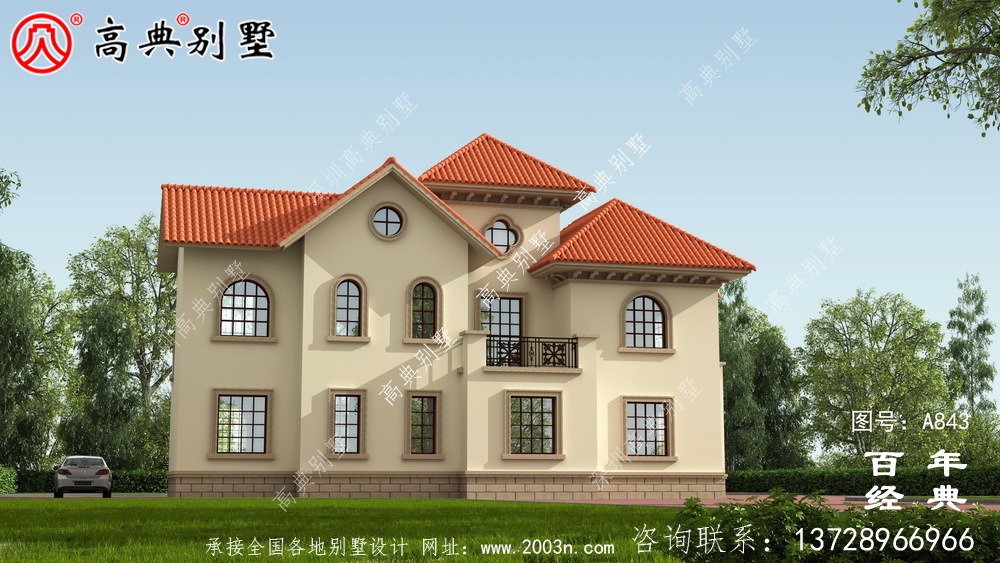 歐式兩層高檔大氣別墅設計外觀圖_農村兩層自建住宅設計圖