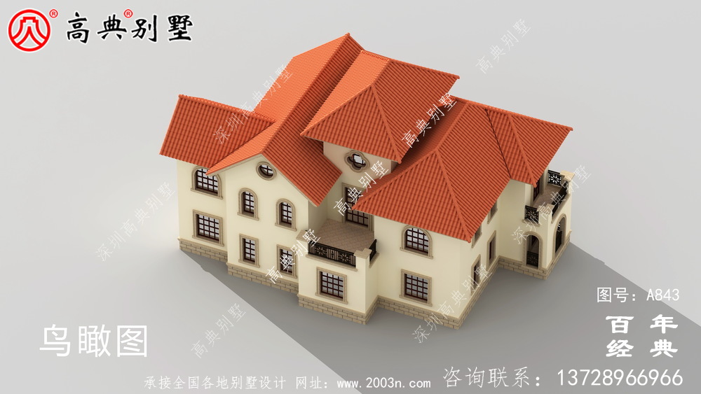 歐式兩層高檔大氣別墅設計外觀圖_農村兩層自建住宅設計圖