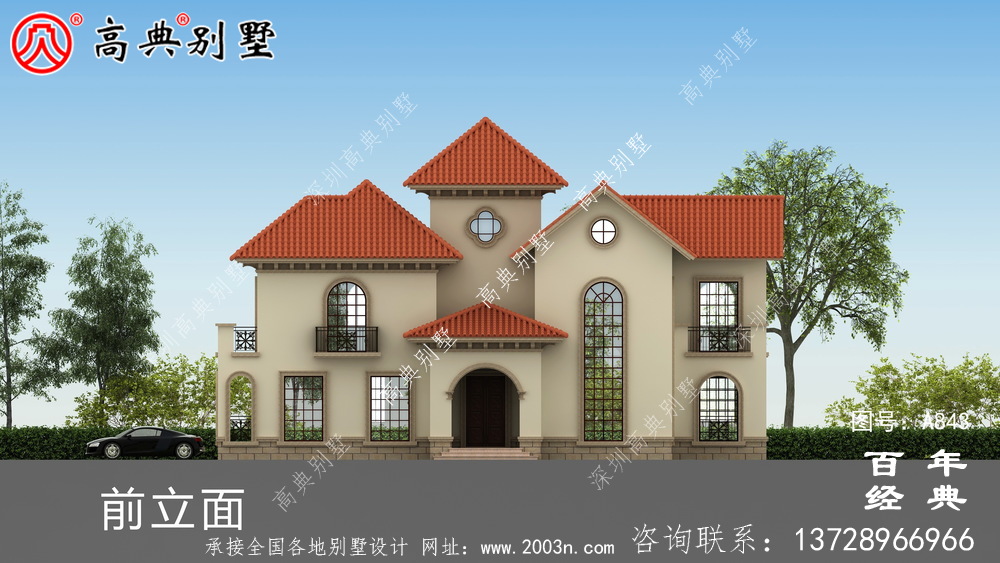 歐式兩層高檔大氣別墅設計外觀圖_農村兩層自建住宅設計圖