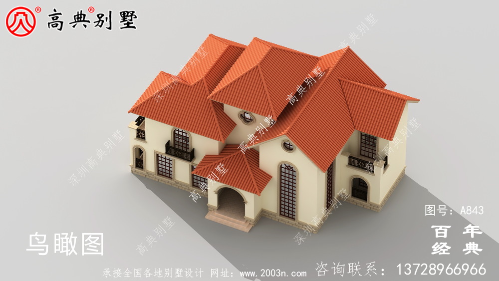歐式兩層高檔大氣別墅設計外觀圖_農村兩層自建住宅設計圖