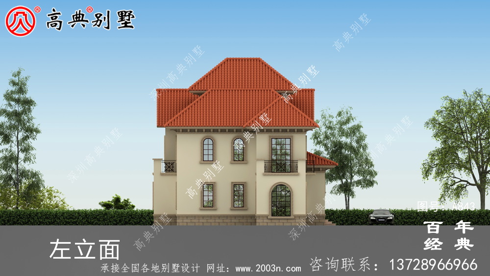 歐式兩層高檔大氣別墅設計外觀圖_農村兩層自建住宅設計圖