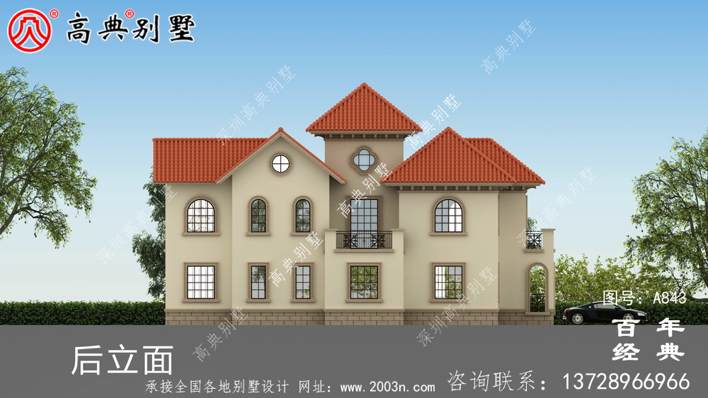 歐式兩層高檔大氣別墅設計外觀圖_農村兩層自建住宅設計圖