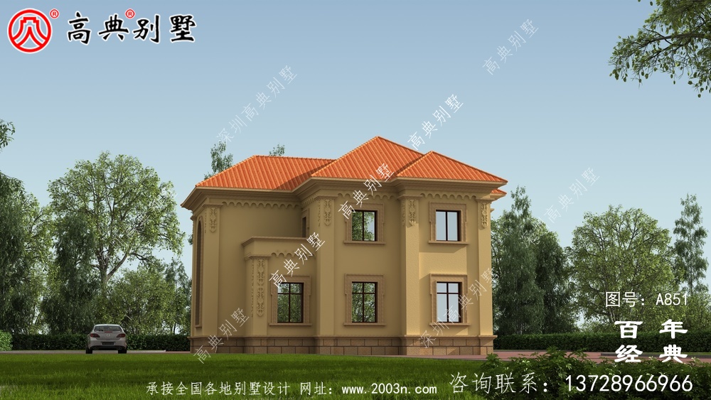 歐式二層經濟實用小別墅設計圖紙_鄉村雙層建造房屋設計圖
