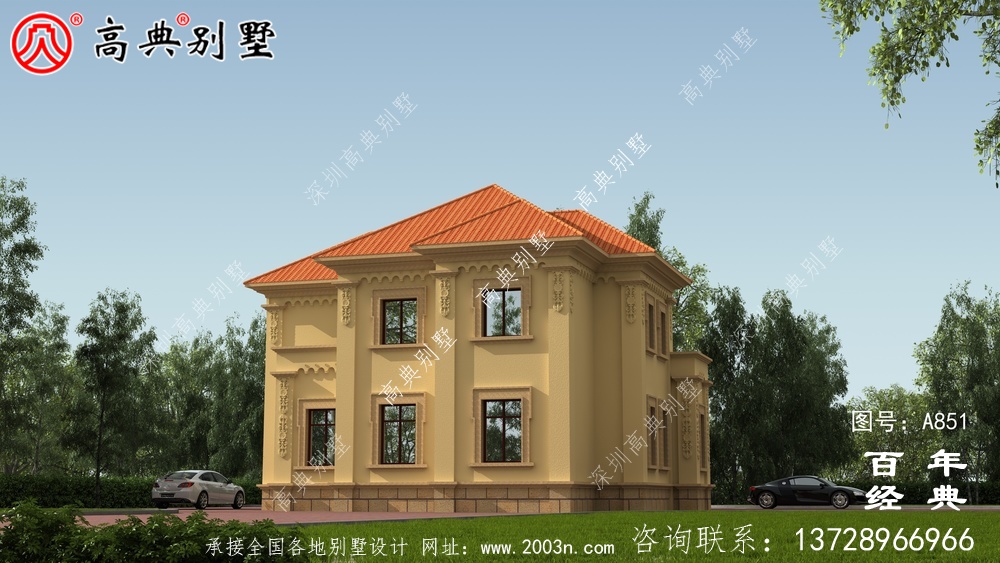 歐式二層經濟實用小別墅設計圖紙_鄉村雙層建造房屋設計圖