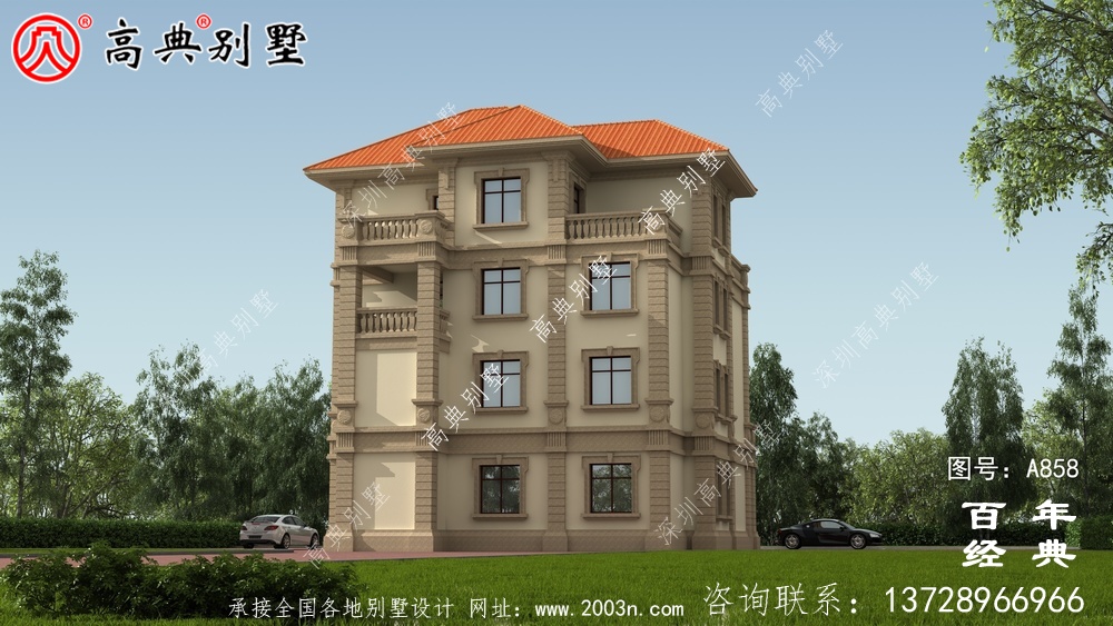 歐式四層帶車庫別墅設(shè)計(jì)圖紙_四層別墅設(shè)計(jì)效果圖