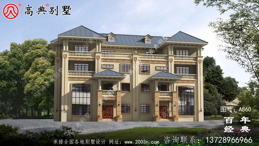 歐式四層復式雙拼別墅設計外觀圖紙_雙拼別墅效果圖紙 歐式四層復式雙拼別墅設計外觀圖紙_雙拼別墅效果圖紙
