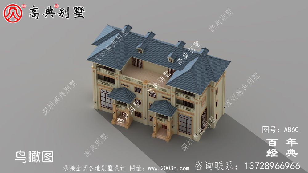 歐式四層復式雙拼別墅設計外觀圖紙_雙拼別墅效果圖紙