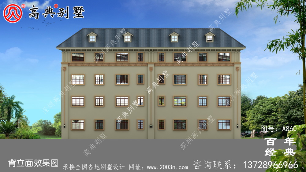 歐式四層復式雙拼別墅設計外觀圖紙_雙拼別墅效果圖紙