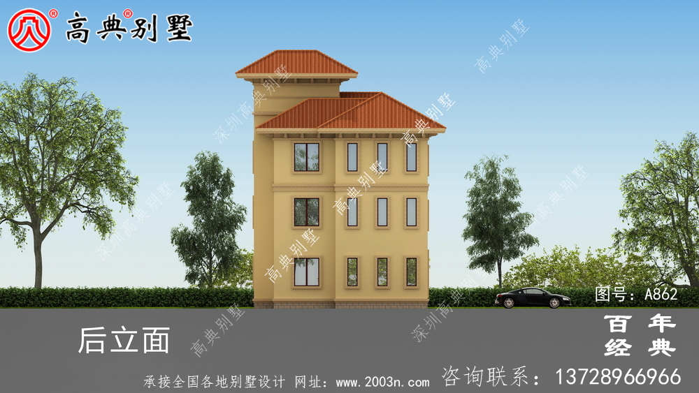 歐式自建四層別墅設計圖紙及效果圖_農村四層別墅設計