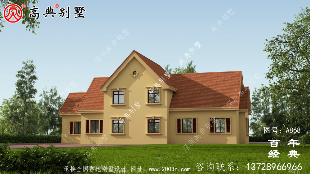 農村兩層帶車庫別墅設計方案施工圖紙及設計效果圖_鄉村兩層設計工程圖紙
