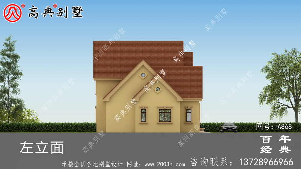 農村兩層帶車庫別墅設計方案施工圖紙及設計效果圖_鄉村兩層設計工程圖紙