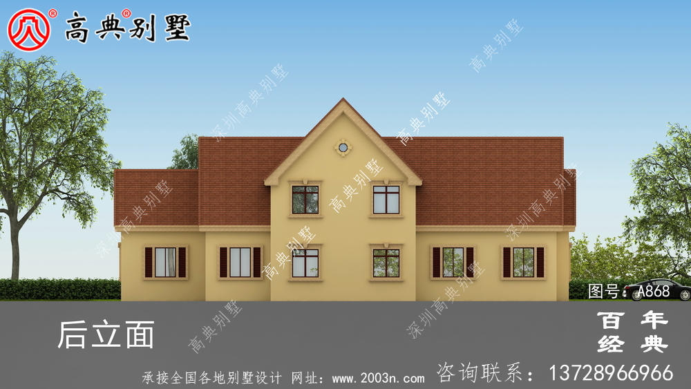 農村兩層帶車庫別墅設計方案施工圖紙及設計效果圖_鄉村兩層設計工程圖紙