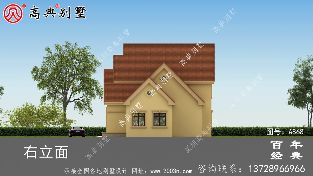 農村兩層帶車庫別墅設計方案施工圖紙及設計效果圖_鄉村兩層設計工程圖紙
