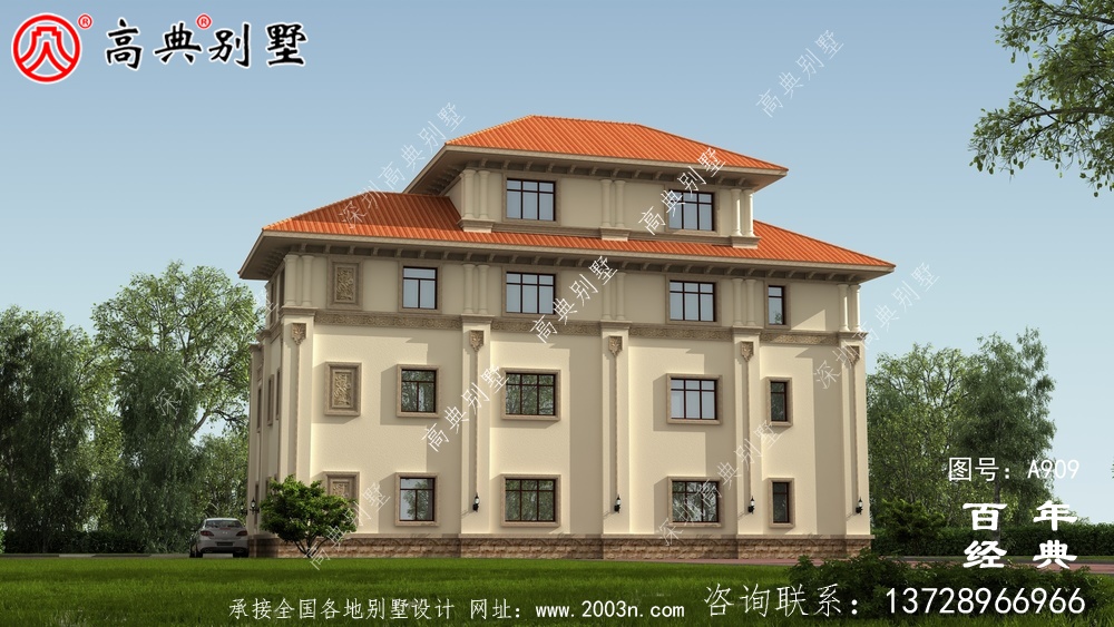 歐式豪華四層車庫別墅設(shè)計圖與效果圖_四層別墅設(shè)計圖