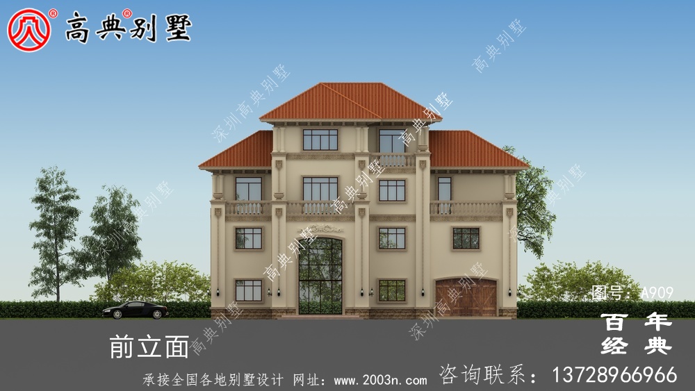 歐式豪華四層車庫別墅設(shè)計圖與效果圖_四層別墅設(shè)計圖