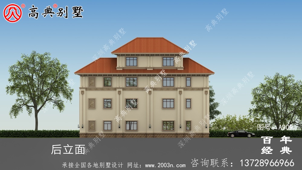 歐式豪華四層車庫別墅設(shè)計圖與效果圖_四層別墅設(shè)計圖