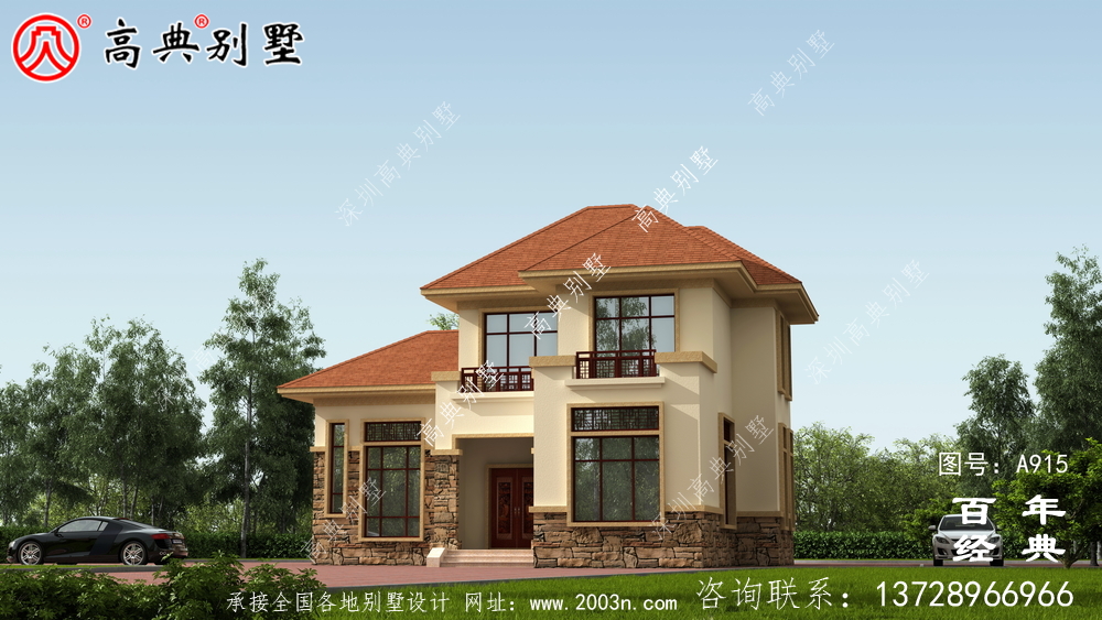 新農(nóng)村二層帶陽(yáng)臺(tái)別墅施工圖及效果圖_農(nóng)村二層房屋設(shè)計(jì)圖
