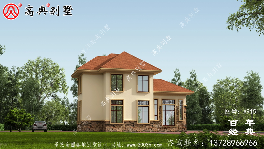 新農(nóng)村二層帶陽(yáng)臺(tái)別墅施工圖及效果圖_農(nóng)村二層房屋設(shè)計(jì)圖