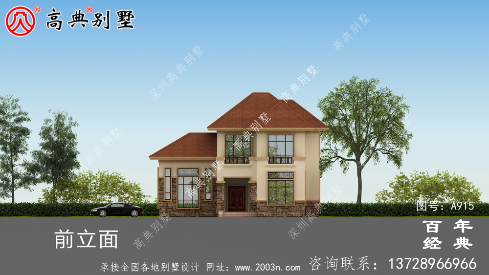 新農(nóng)村二層帶陽(yáng)臺(tái)別墅施工圖及效果圖_農(nóng)村二層房屋設(shè)計(jì)圖