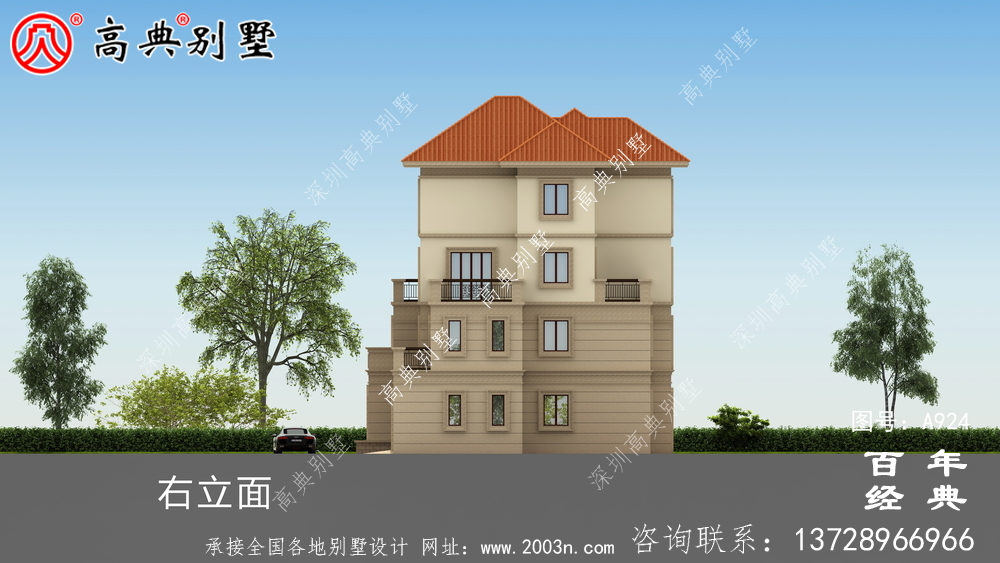 現代豪華四層歐式別墅設計圖紙及效果圖_農村四層別墅設計圖