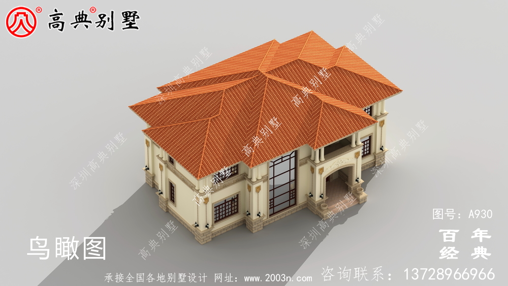 高檔復式二層式別墅設計圖紙及效果圖_農村自營住宅設計圖