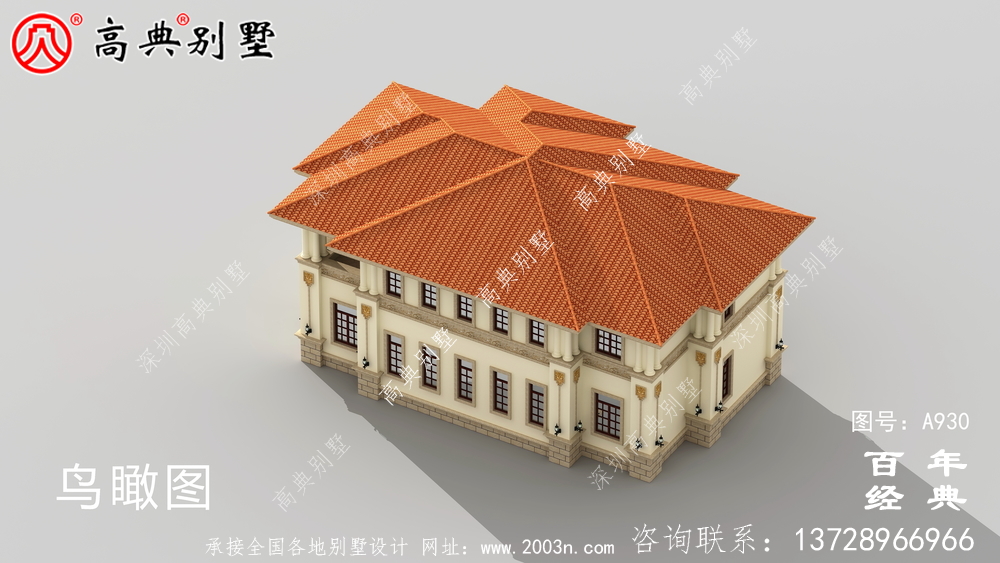 高檔復式二層式別墅設計圖紙及效果圖_農村自營住宅設計圖