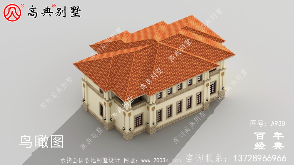 高檔復式二層式別墅設計圖紙及效果圖_農村自營住宅設計圖