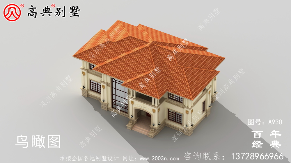 高檔復式二層式別墅設計圖紙及效果圖_農村自營住宅設計圖