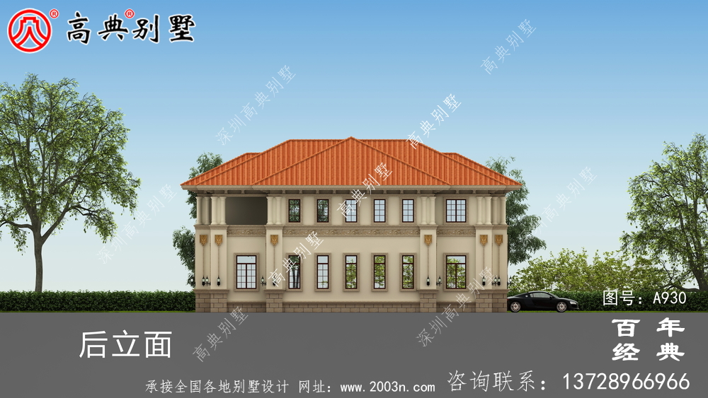 高檔復式二層式別墅設計圖紙及效果圖_農村自營住宅設計圖